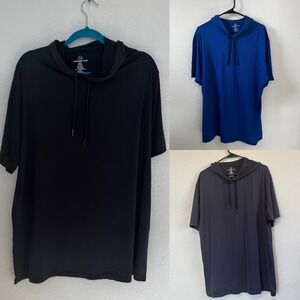 3‎ pack of Real Essentials Mens 2XL Short Sleeve Athletic Hoodie Training Shirt